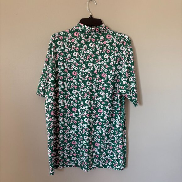 WAGGLE Mens Golf Polo Shirt Top Green Floral Fun Short Sleeve Size Xlarge - Picture 3 of 3